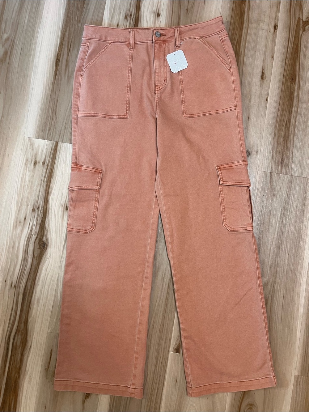 NEW Altar’d State Size 30 Emily High Rise Wide Leg Cargo Jeans Rust Boho Altard